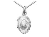 Small Cowboy Hat Charm Pendant Necklace in Sterling Silver with Chain